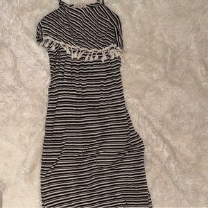 Pink Rose Black and White Ruffled Bodycon Sundress